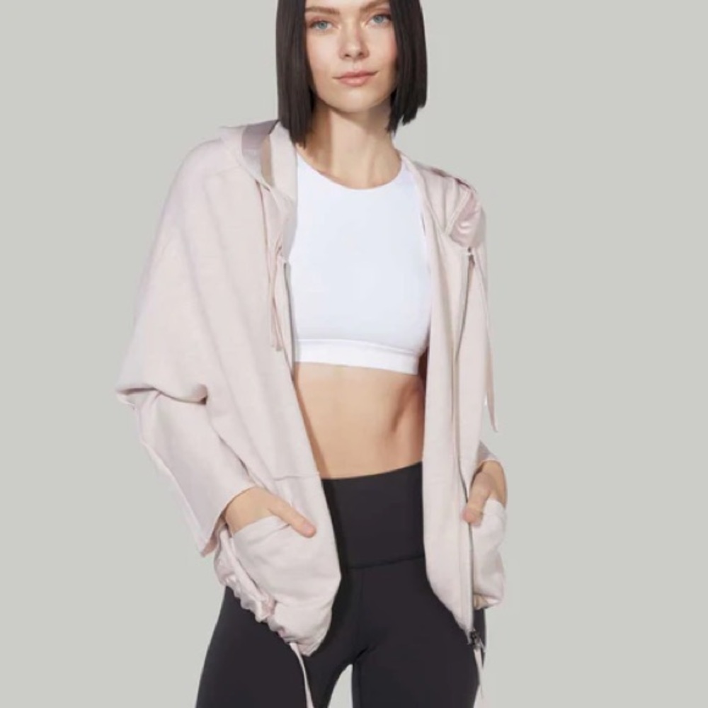 Barry’s x Varley Pink Zip Up Hoodie Lightweight Cropped Small